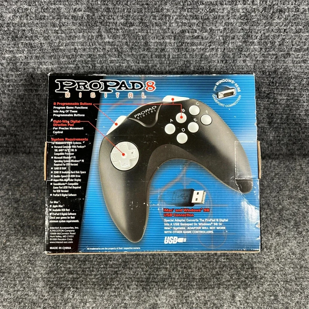 Pro Pad 8 Digital Game‎ Controller Universal USB Vintage New in Open Box